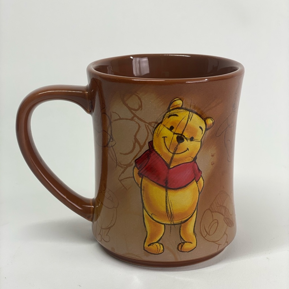 Disney Exclusive Winnie the Pooh 3D Raised Embossed Brown Coffee Mug Vintage 122